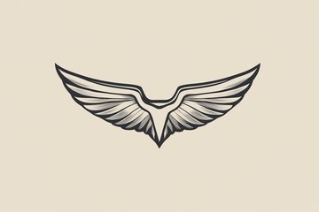 Fototapeta premium Elegant Black Wings Graphic Design Element Vintage Style Hand Drawn Detailed Illustration Perfect for Logo Branding Stationery Design Projects and More High Resolution Image fly 