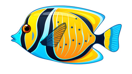 Naklejka premium Colorful Butterfly Fish Cartoon Vector Illustration for Design Element and Children's Book Illustrations