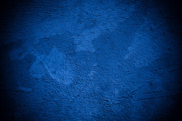 Old wall pattern texture cement blue dark abstract  blue color design are light with black gradient...