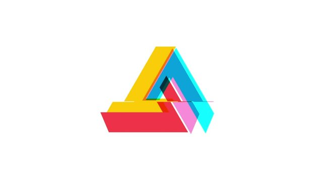 Penrose triangle with glitch and distortion effects