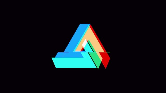 Penrose triangle with glitch and distortion effects