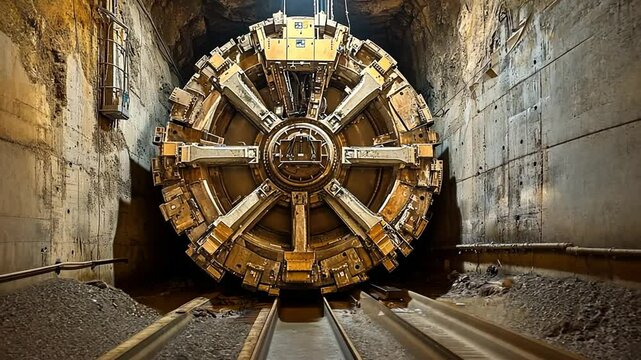 Tunnel Boring Machine: Construction, Engineering, and Infrastructure Development Footage