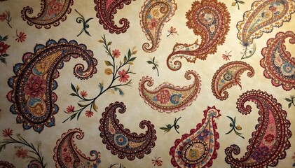 Subtle paisley pattern, muted earth tones, soft focus , cream, texture, minimalist