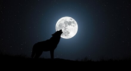Wolf howling at moon illustration