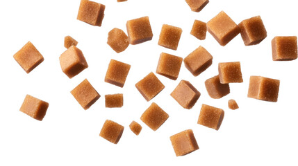 brown sugar cubes on white background