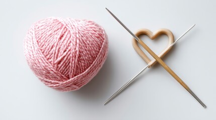 Pink Yarn and Knitting Needles