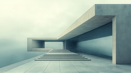 Obraz premium Stairway to architectural minimalism: Abstract concrete structure design
