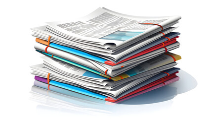 Professional Arrangement of Fresh Newspapers on White Background for Editorial Content