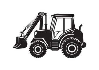 Naklejka premium Backhoe loader silhouette vector