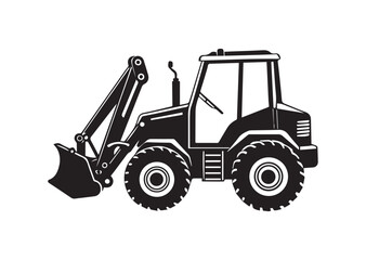 Naklejka premium Backhoe loader silhouette vector