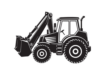 Naklejka premium Backhoe loader silhouette vector