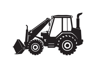 Backhoe loader silhouette vector