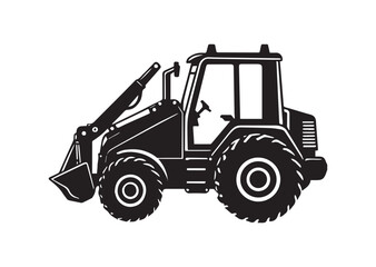 Naklejka premium Backhoe loader silhouette vector