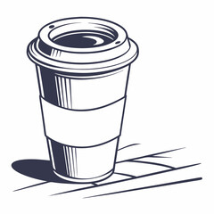 Minimalist Coffee Cup Illustration On White Background Vector Art Print