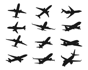 silhouette Airplanes in black color collection