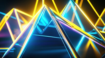 Neon Pyramids Abstract Design