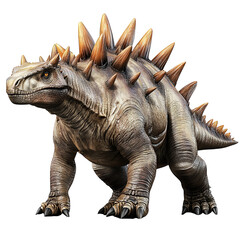 Fototapeta premium Large dinosaur with spiky armor stands confidently, showcasing its powerful build and unique