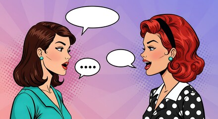 Two Women Talking in Pop Art Style - Comic Conversation Scene
