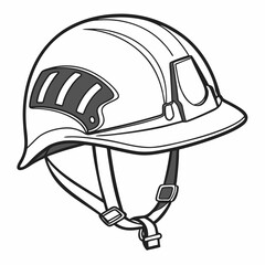 Outline Illustration Of A Firefighter Helmet Safety Equipment For Rescue Workers