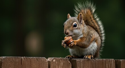 Squirrel holding an acorn (Photo)