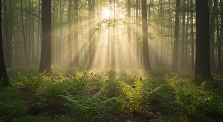 Fototapeta premium Sunbeams in the Forest - Photo