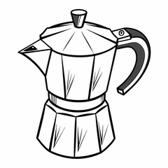 Moka Pot Vector Illustration Coffee Maker Espresso Machine In Black And White