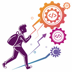 Developer On Growth Track Empowered By Coding Skills For Career Success