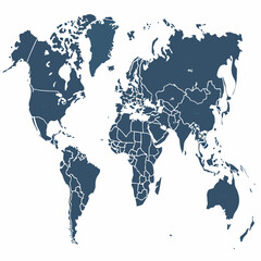 Simple World Map Illustration Showing Country Borders In Muted Blue © Adobe 