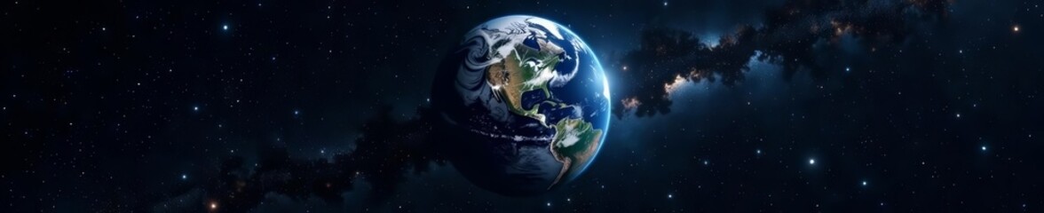 Naklejka premium Stunning wallpaper of Earth planet against vast black space backdrop, wallpaper, deep, planet