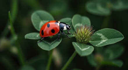 Obraz premium Ladybug on Clover Photo