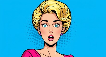 Surprised Woman Pop Art Style – Shocked Retro Comic Expression
