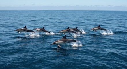 Dolphins Jumping Out of the Water - Photo