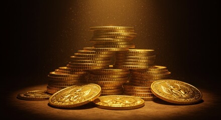 Gold Coins Stack, Illustration