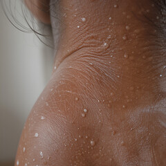 Fototapeta premium Detailed texture of female skin. Close up shot of young african-american female body. Skincare, bodycare, healthcare concept.