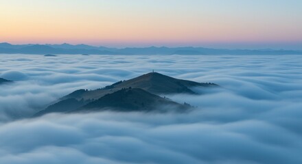 Mountain Peaks Above Clouds - Photo