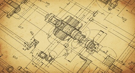 Engineering Blueprint Illustration