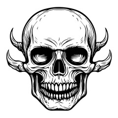 Fototapeta premium skull, Human Skull, Cartoon Skull Icon Silhouette