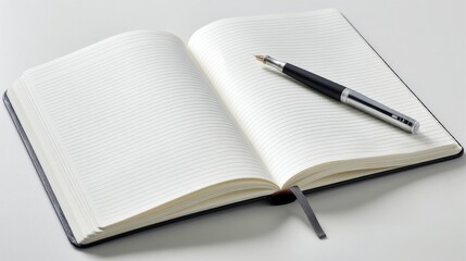 Elegant Open Notebook with Pen