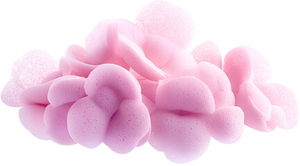 Fototapeta premium Pink, flower-shaped makeup sponges with a transparent background, in PNG format, high resolution, high quality, high detail