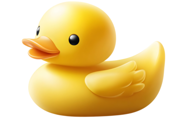 3D Illustration Of Cute Yellow Rubber Duck, Isolated On Transparent Background