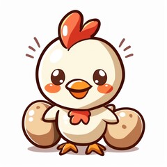 Fototapeta premium logo chicken with eggs, Chibi cute style