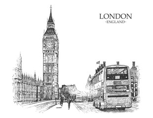 Big Ben and the Palace of Westminster sketch