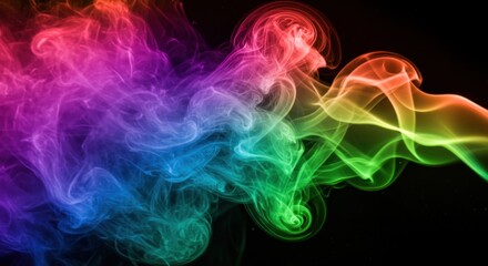 Fototapeta premium Colorful smoke flowing against black. Illustration