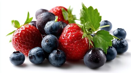 Fresh Berries on White Background