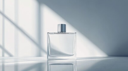 Clear Glass Perfume Bottle, Sunlight Shadows