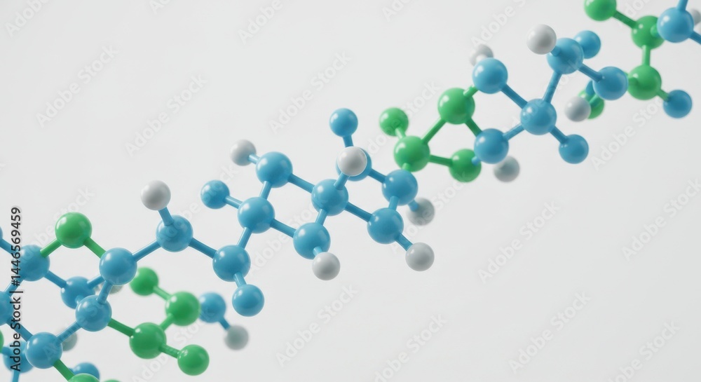 Aufkleber molecular structure visualization: a 3d render of a complex biomolecule chain