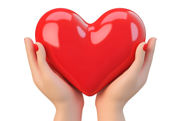Obraz premium 3D Illustration Of Red Heart Held By Hands Isolated Background