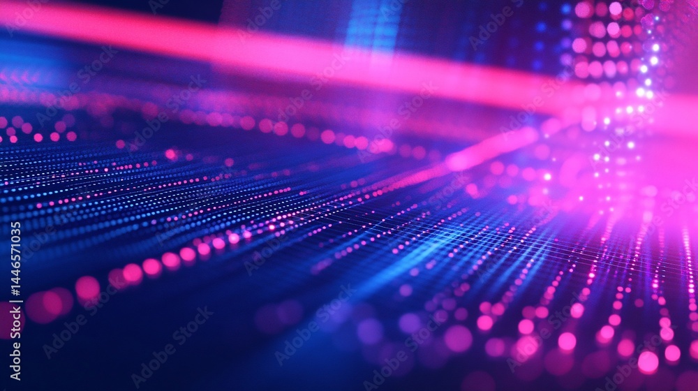 Poster abstract technological network background with neon colored lights effect
