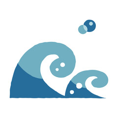 海　波飛沫　波のかわいいイラスト素材