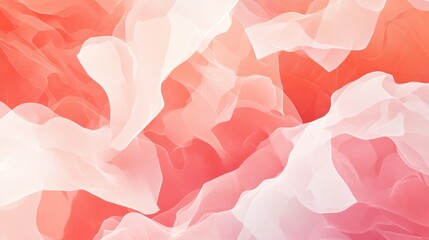 Fototapeta premium Abstract design of flowing, translucent fabrics in varying shades of coral and rose.